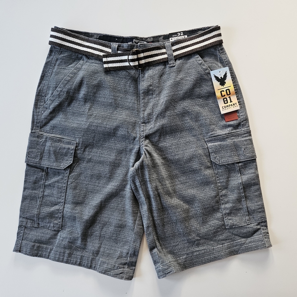 COMPANY 81 Stretch Cotton blend with Striped Belt Size 32 Cargo Shorts!